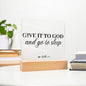 Give it to God and Go to Sleep, Bedroom Signs, Acrylic Plaque, Wedding Gift, - Elliotrose Gifts