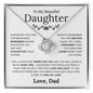 To My Beautiful Daughter - Remember Whose Daughter You Are- Love Knot Necklace - Elliotrose Gifts