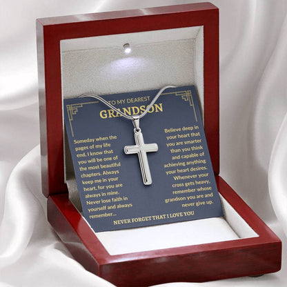 To My Dearest Grandson | Never Lose Faith | Cross Necklace - Elliotrose Gifts
