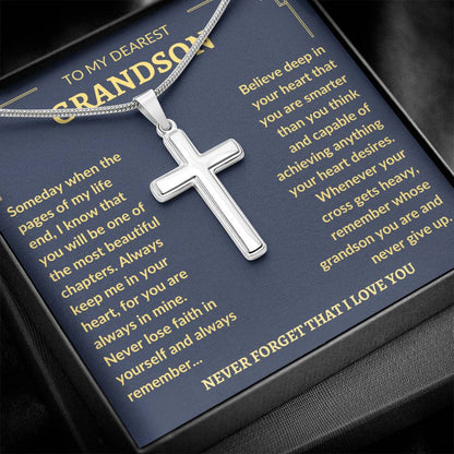 To My Dearest Grandson | Never Lose Faith | Cross Necklace - Elliotrose Gifts
