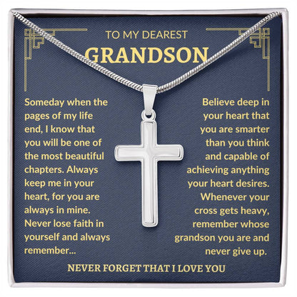 To My Dearest Grandson | Never Lose Faith | Cross Necklace - Elliotrose Gifts