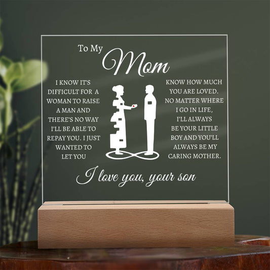 To My Mom | My Caring Mother | Acrylic Plaque - Elliotrose Gifts