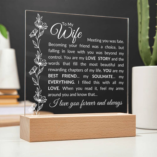 To My Wife | Meeting You Was Fate | Acrylic Plaque - Elliotrose Gifts