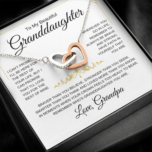 Beautiful Granddaughter | Be Brave | Interlocking Heart Necklace - Elliotrose Gifts