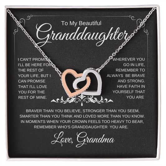 Beautiful Granddaughter | Love Grandma | Interlocking Heart Necklace - Elliotrose Gifts