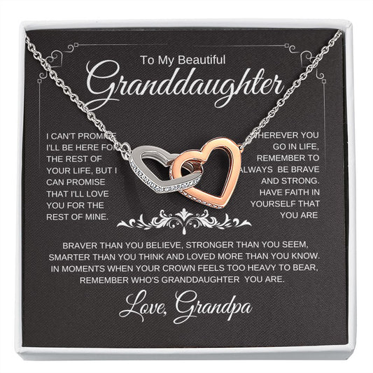 Beautiful Granddaughter | Love Grandpa | Interlocking Heart Necklace - Elliotrose Gifts