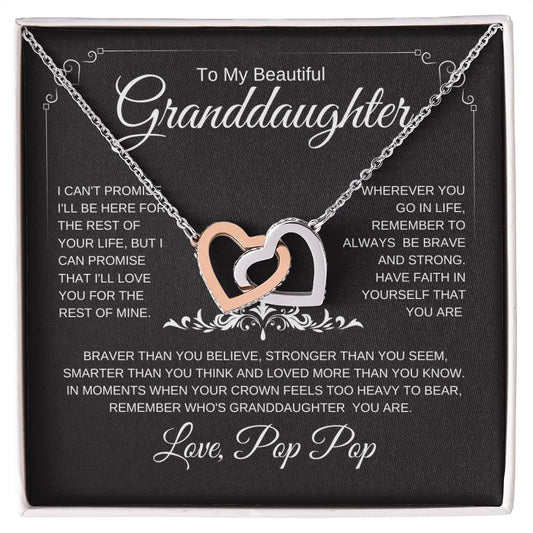 Beautiful Granddaughter | Love Pop Pop | Interlocking Heart Necklace - Elliotrose Gifts