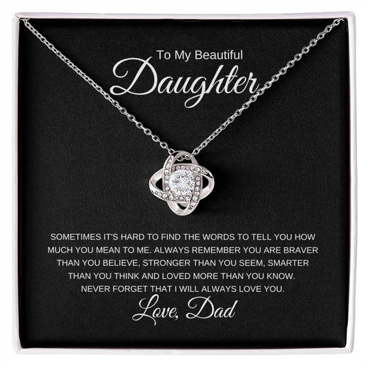 To My Beautiful Daughter | Always Remember | Love knot Necklace - Elliotrose Gifts