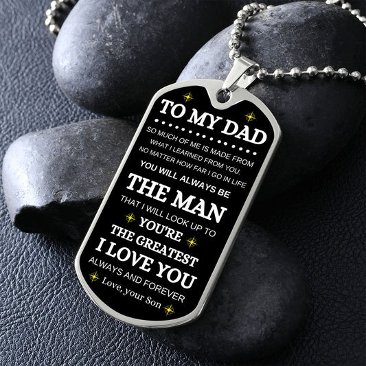 To My Dad | Fathers Day Gift | Dog Tag Necklace - Elliotrose Gifts