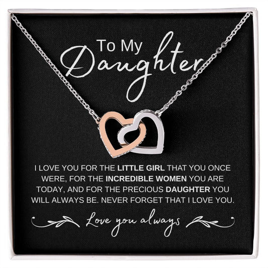 To My Daughter | I Love You | Interlocking Heart Necklace - Elliotrose Gifts