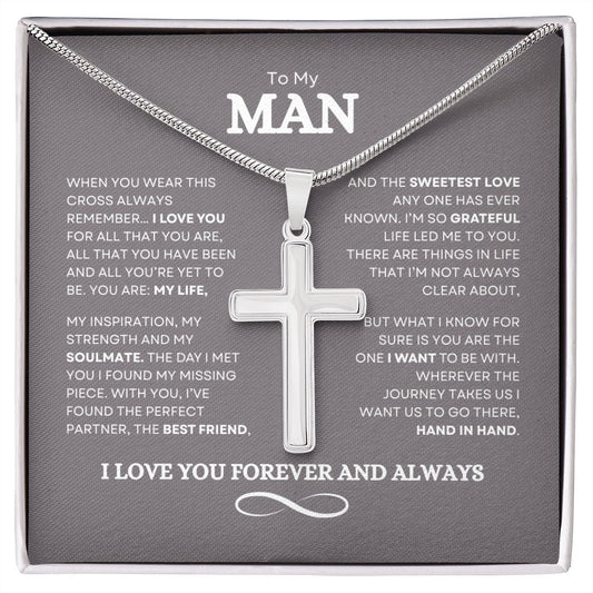 To My Man | Love You | Cross Necklace - Elliotrose Gifts