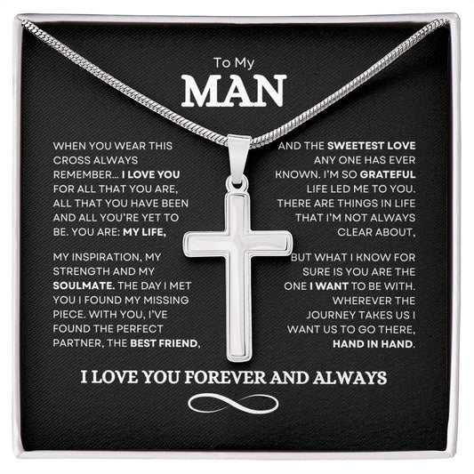 To My Man | Love You Forever | Cross Necklace - Elliotrose Gifts