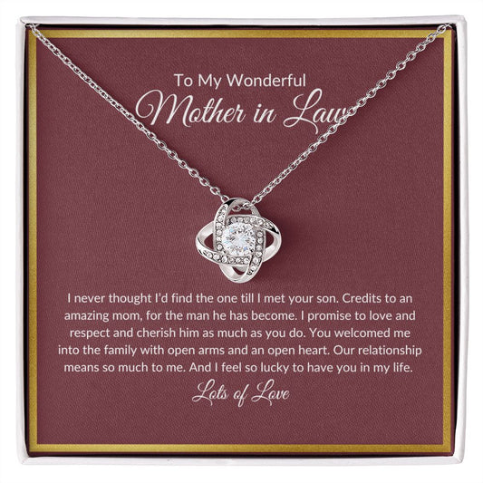 To My Mother In Law | Amazing Mom | Love Knot Necklace - Elliotrose Gifts