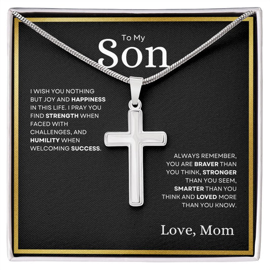 To My Son | I Wish | Cross Necklace - Elliotrose Gifts
