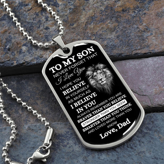 To My Son | Never Forget |Dog Tag Chain - Elliotrose Gifts