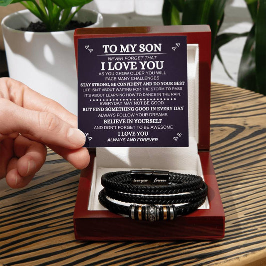 To My Son - Never Forget - I Love You Forever Bracelet - Elliotrose Gifts