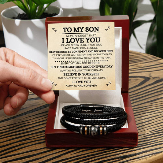 To My Son - Never Forget - I Love You Forever Bracelet - Elliotrose Gifts