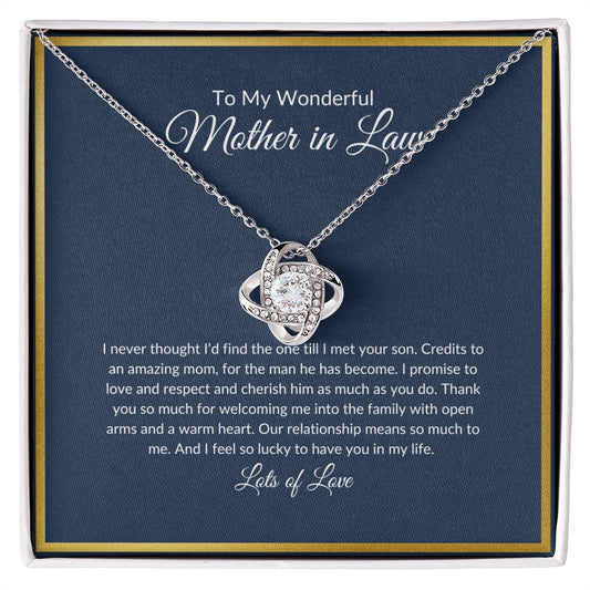 To My Wonderful Mother In Law | So Lucky | Love Knot Necklace - Elliotrose Gifts